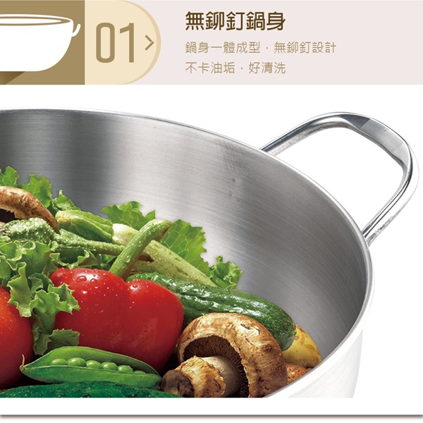 PERFECT 理想牌 極緻316不鏽鋼萬能鍋附蓋雙耳萬能鍋湯鍋厚1.0mm 22cm-Leidea樂德兒, , large