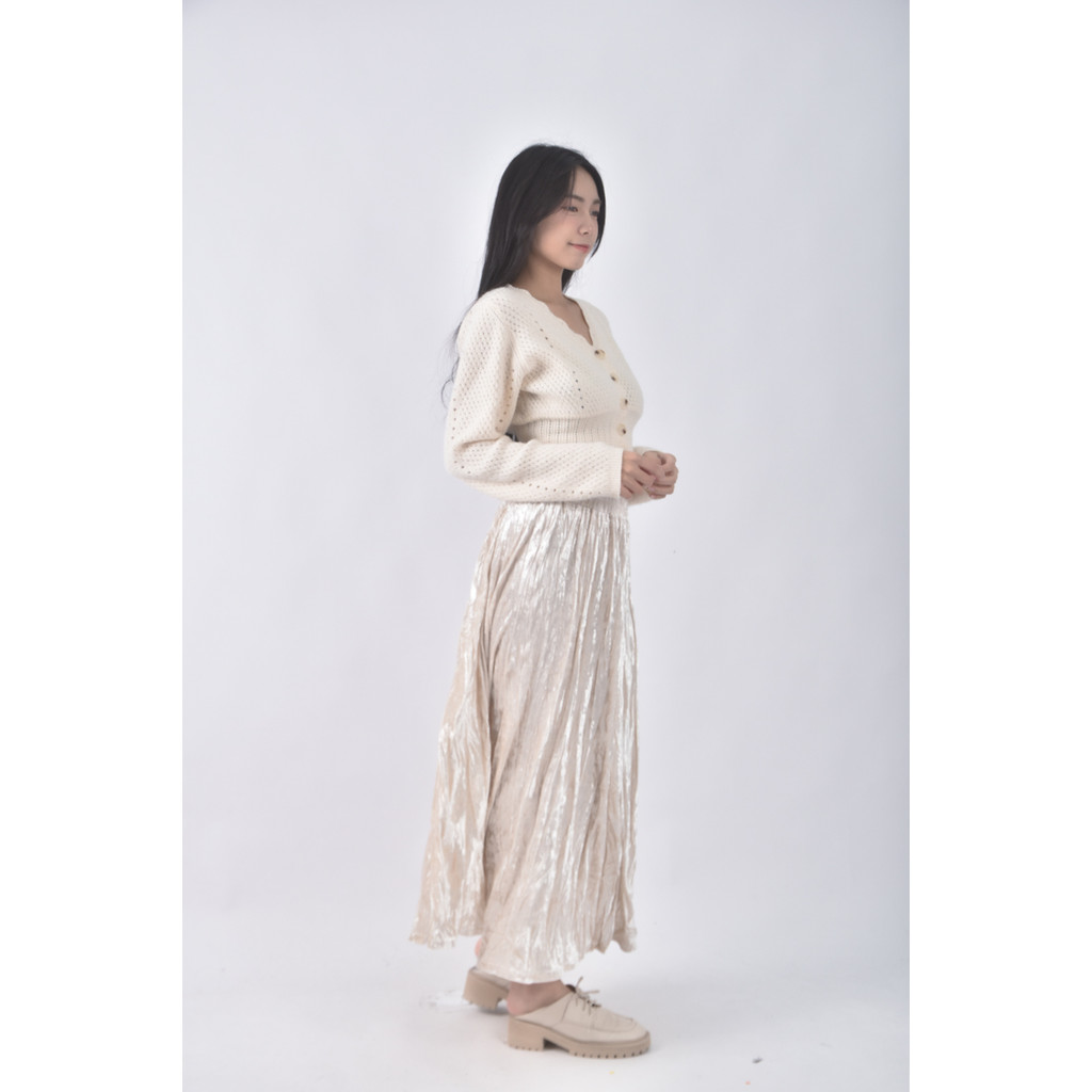 (M) 百褶白色長裙二手衣, , large