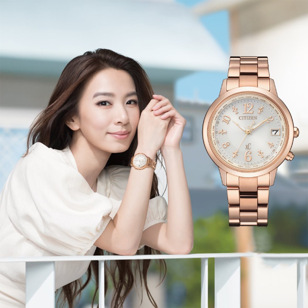 CITIZEN 星辰 XC 亞洲限定 Hebe田馥甄廣告款 鈦 光動能電波萬年曆女錶 CB1107-58A, , large