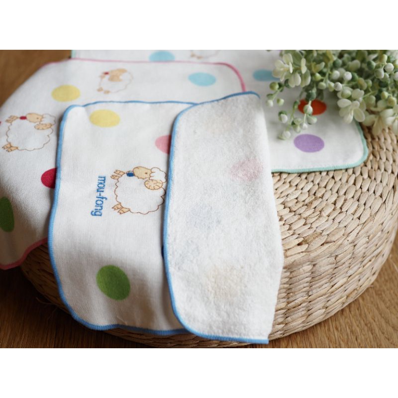 [Kaimei Cotton] 8-pack Randomly Excellent MIT Made in Taiwan Cute Half Cotton Half Gauze Small Square Towel Pure Cotton Soft Comfortable Water Absorbent, , large