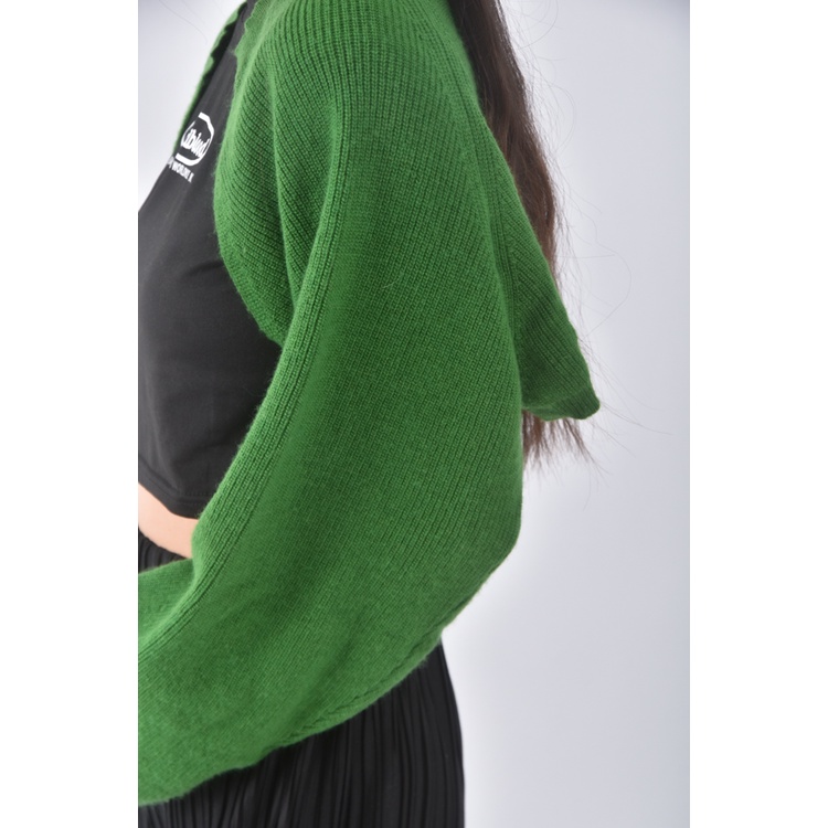 (F) maison質感羊毛綠色罩衫二手衣, , large