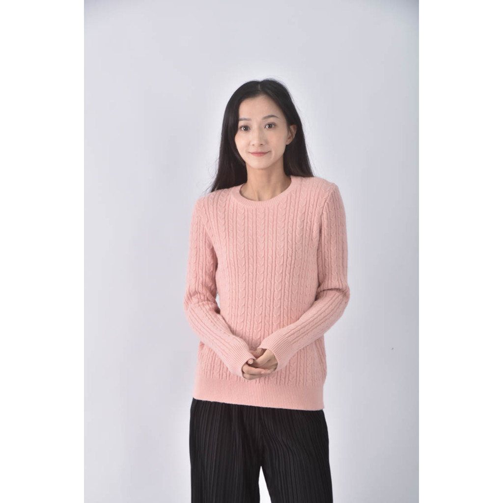 (S) 衣芙圓領粉色毛衣二手衣, , large