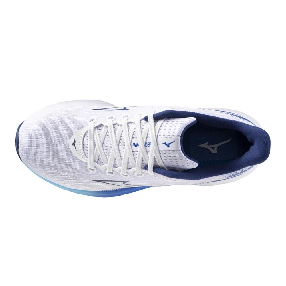 [秉宸] MIZUNO WAVE RIDER 28 男慢跑鞋 超寬楦 運動鞋 白藍 J1GC240401, , large