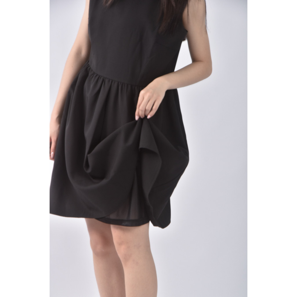 (M) pazzo質感圓領黑色洋裝二手衣, , large