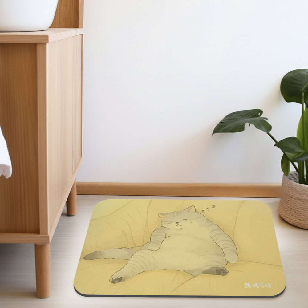 【Monster】 Soft Diatomaceous Earth Absorbent Mat &ndash; Sleepy Flop Cat Series (60x40cm) &ndash; Dozing Cat, , large