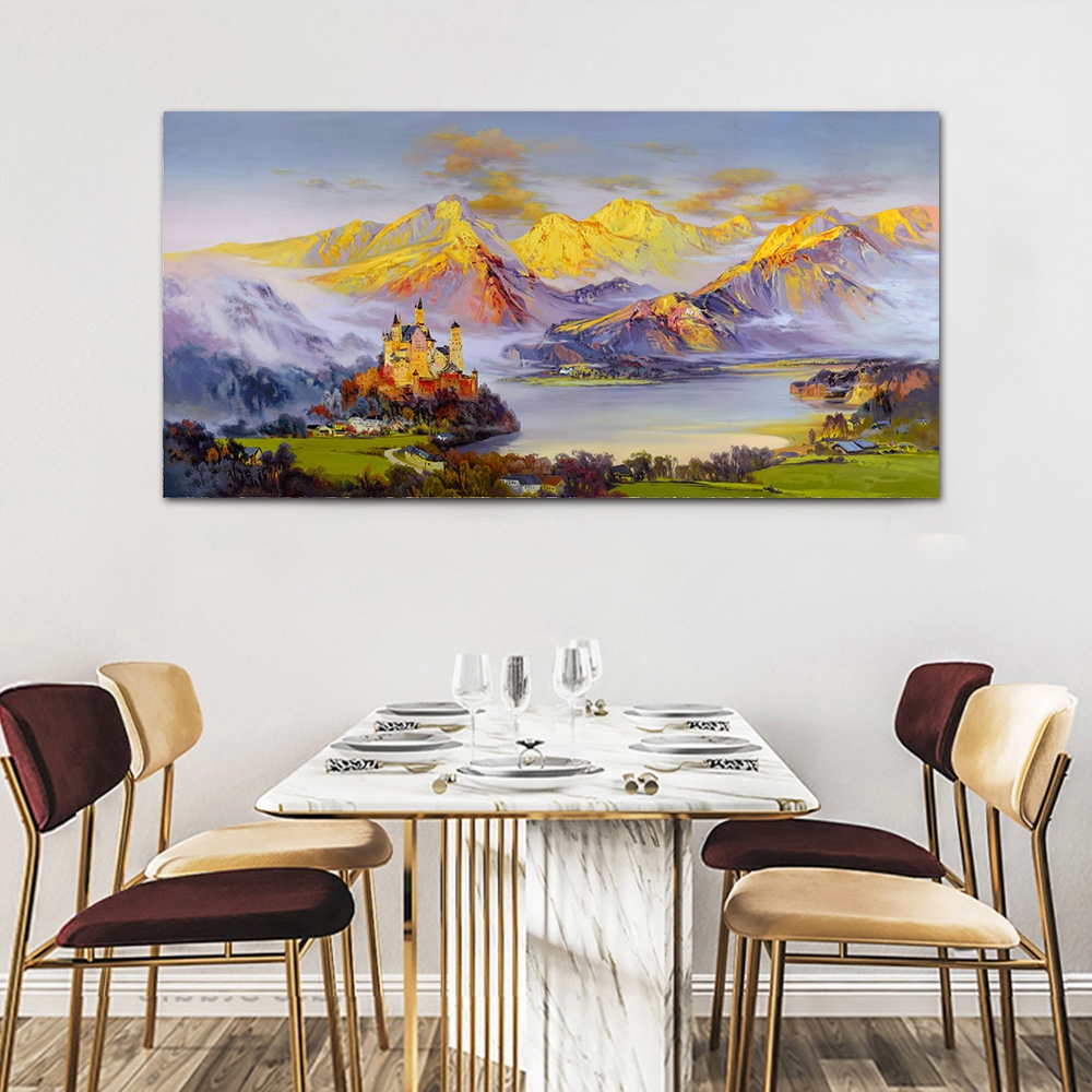 【御畫房】金山城堡 國家一級畫師手繪油畫60&times;120cm(VF-122), , large