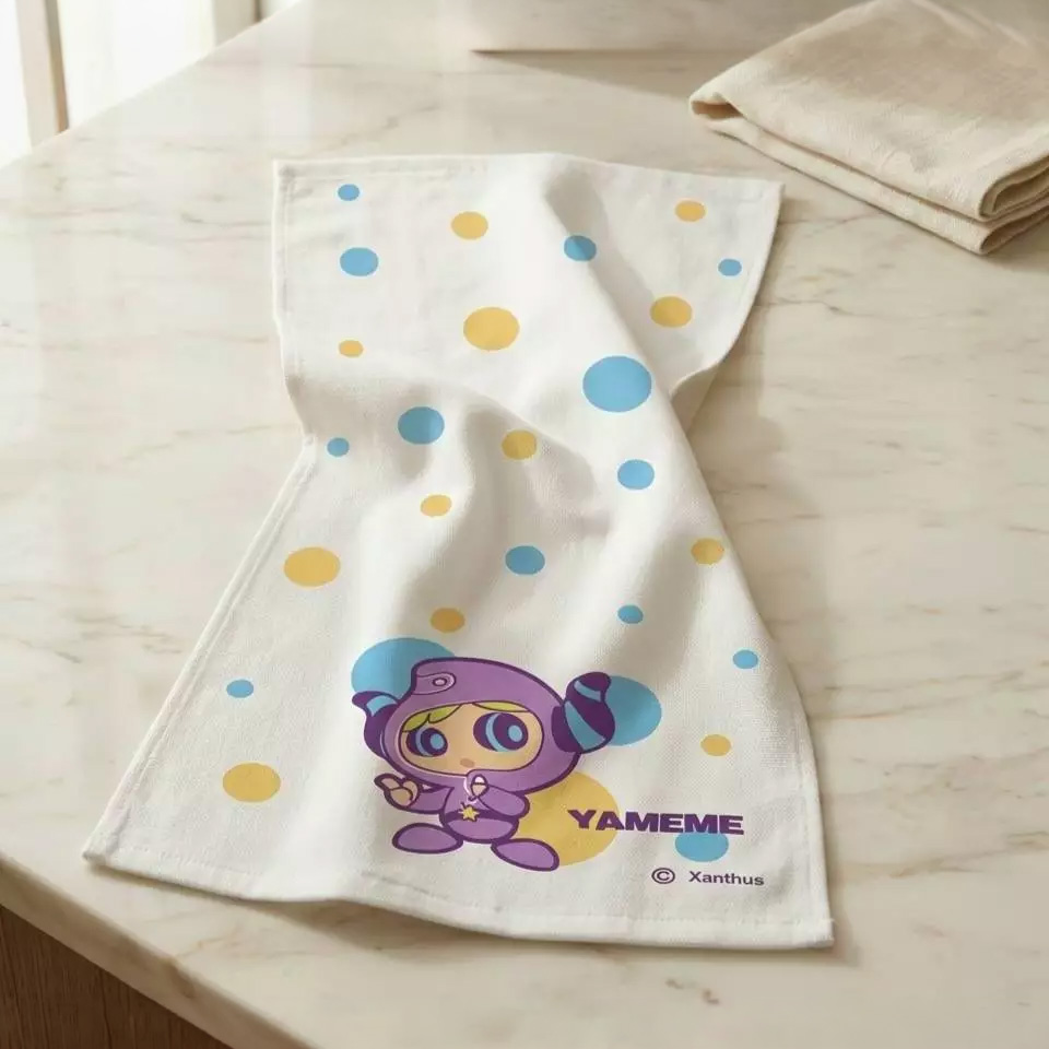 Kaimei Cotton | MIT  Cute Dual-Texture (Half-Gauze, Half-Cotton) Yameme Children&rsquo;s Towel, , large