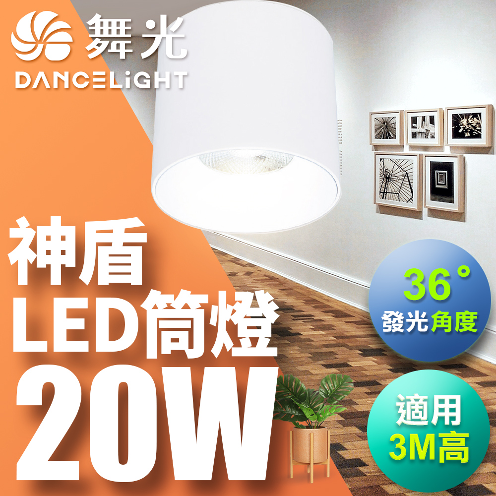 DanceLight dance light 20W Aegis downlight, beam angle 36 degrees, die-cast aluminum, fast heat dissipation, full voltage, one-piece molding, fashionable white (white light), , large