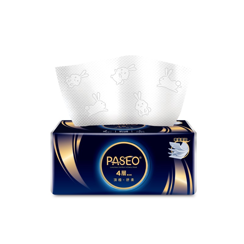 PASEO四層頂極舒柔抽取式衛生紙90抽X10, , large