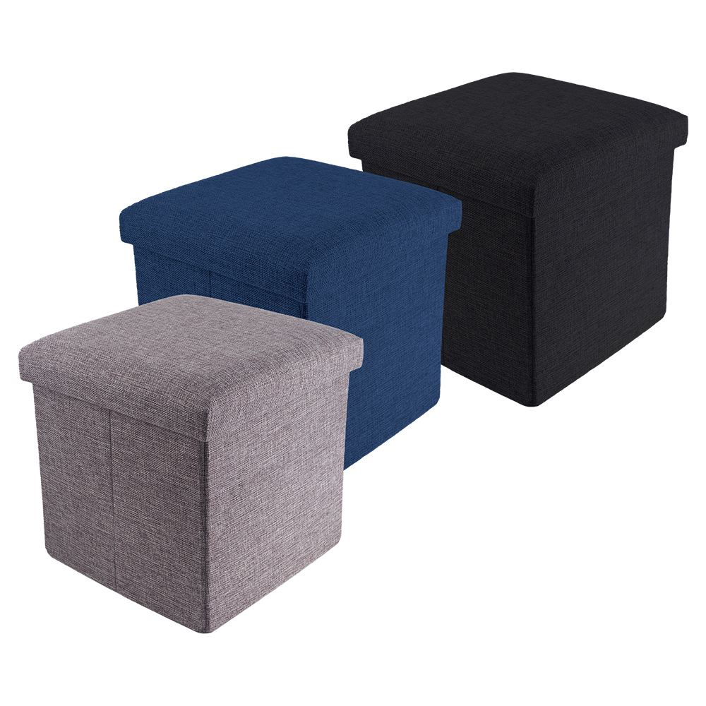 品田日居/麻布收納椅凳/方形-3入, , large