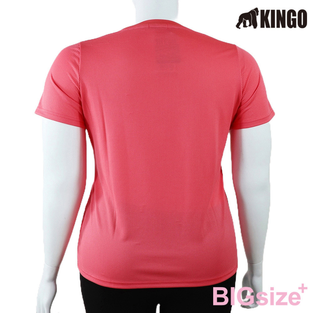 KINGO-大尺碼-女款 吸排 圓領T恤-桔-514603, , large
