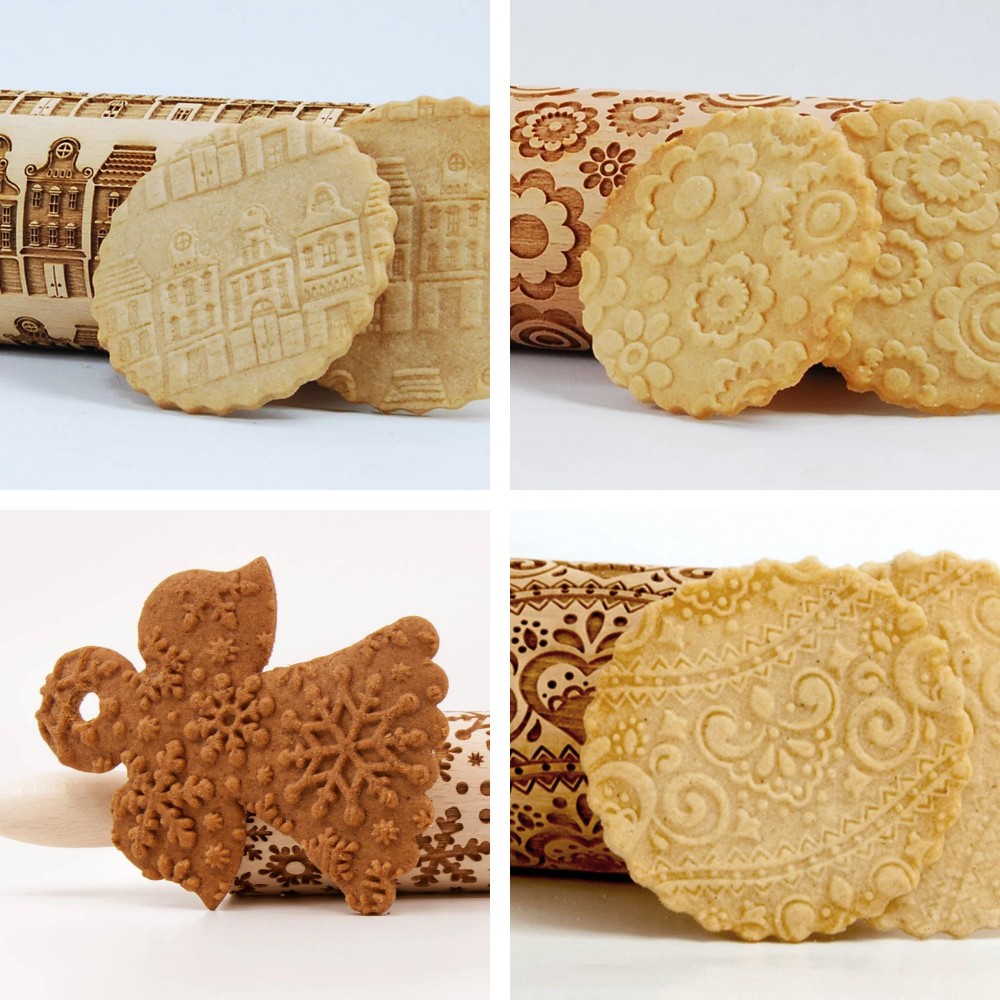 【SOLO Vintage】Hedgehog Rolling Pin 43CM Embossed Natural European Wood Made in Poland, , large
