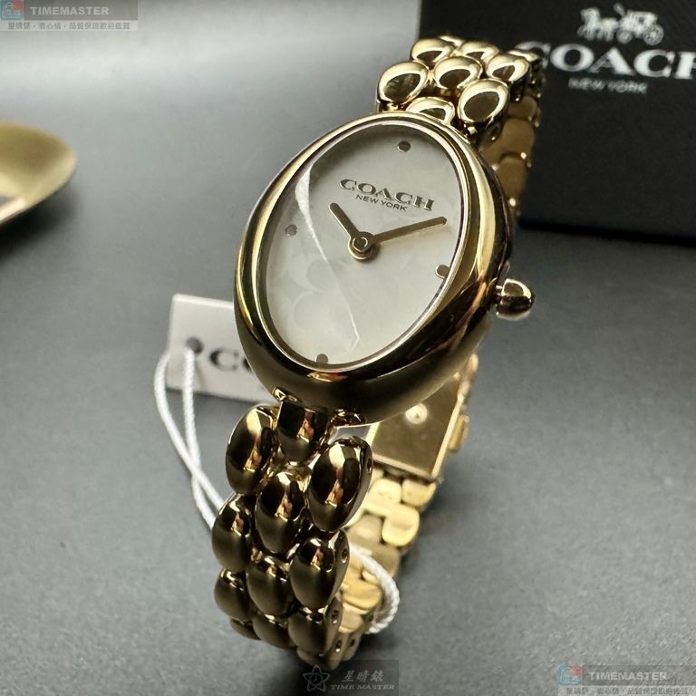 [星晴錶業]COACH手錶,22mm28mm,CH00262白色幾何立體圖形錶面金色錶殼金色精鋼錶帶款, , large