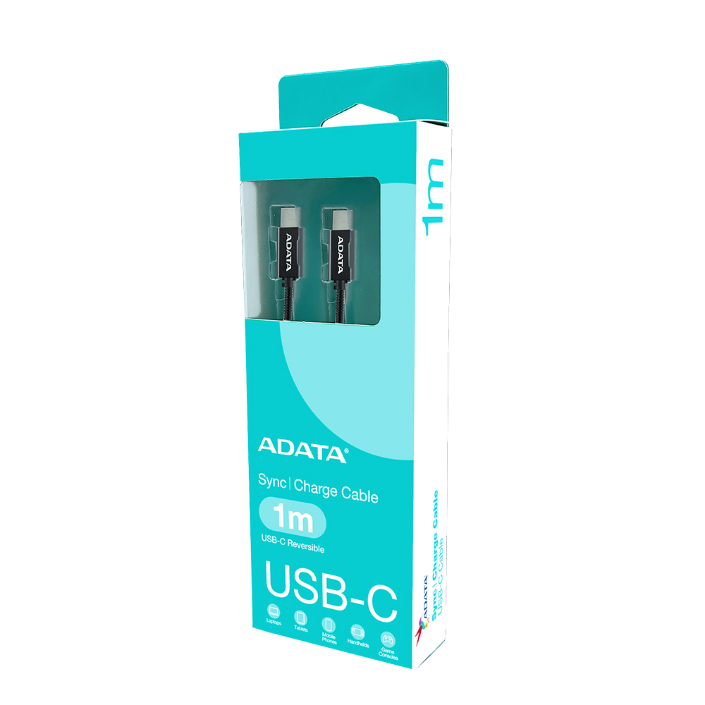 【ADATA 威剛】USB-C to USB-C 黑色 充電傳輸線 編織線 長度 100cm, , large