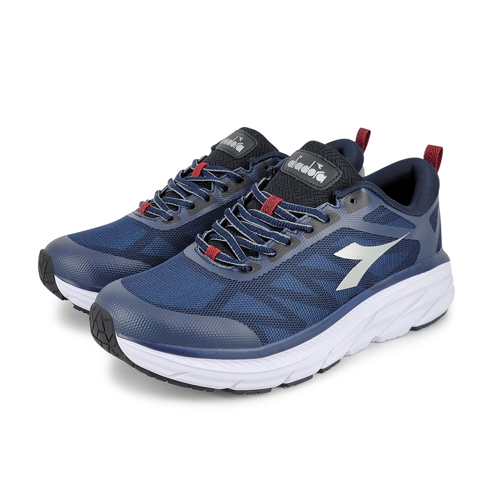 DIADORA迪亞多那 透氣耐用寬楦跑鞋 男鞋 男運動鞋 大尺碼 高腳背 寬腳板 吸震 回彈 厚底 緩震 穩定 EVA 防滑 黑 藍, , large