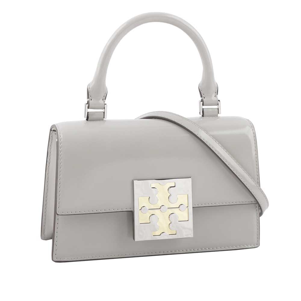 TORY BURCH Bon Bon 平滑牛皮迷你翻蓋手提/斜背二用包/雲灰色, , large