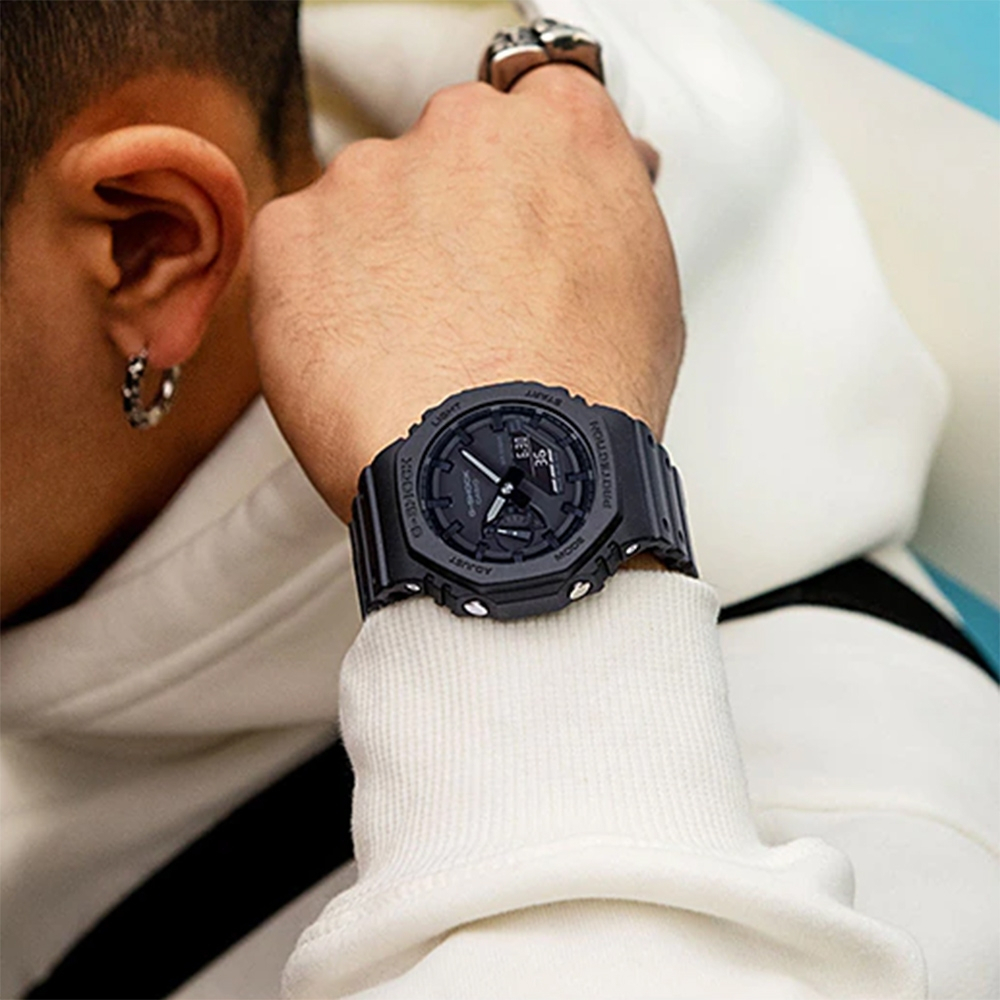 CASIO 卡西歐 G-SHOCK 街頭軍事系列 八角 電子錶-黑 GA-2100-1A1, , large