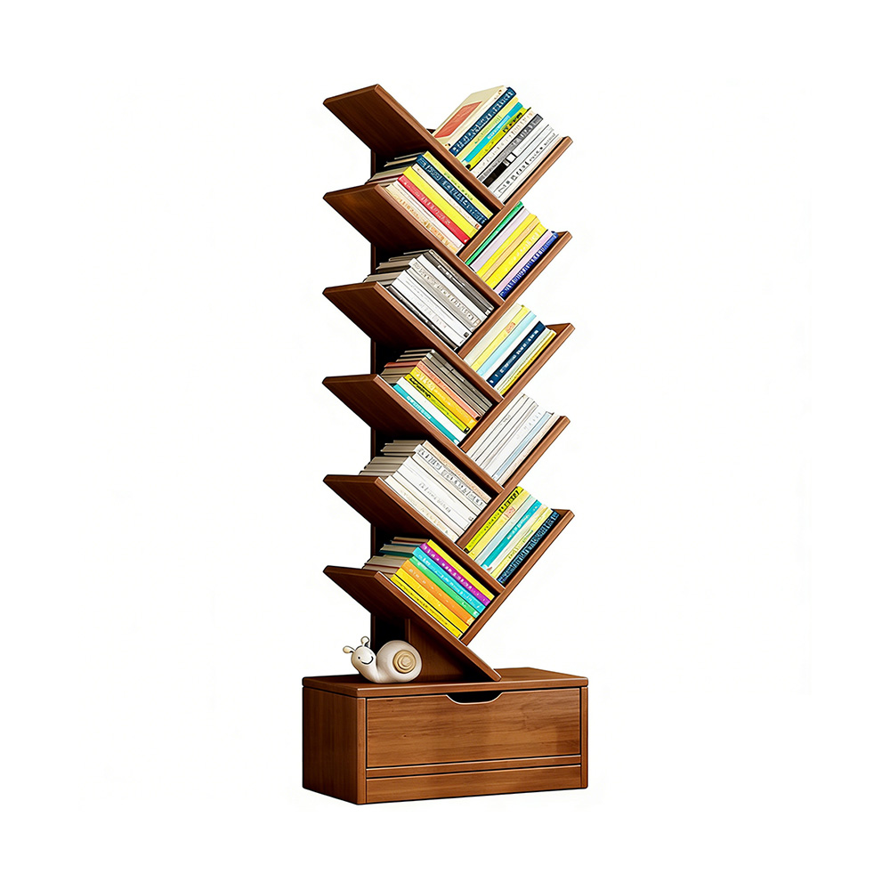 HABABY Huan'an Home Furnishings Tree-Shaped Solid Wood Bookshelf, Smoky Cedar Wood, 34*20*139CM, , large