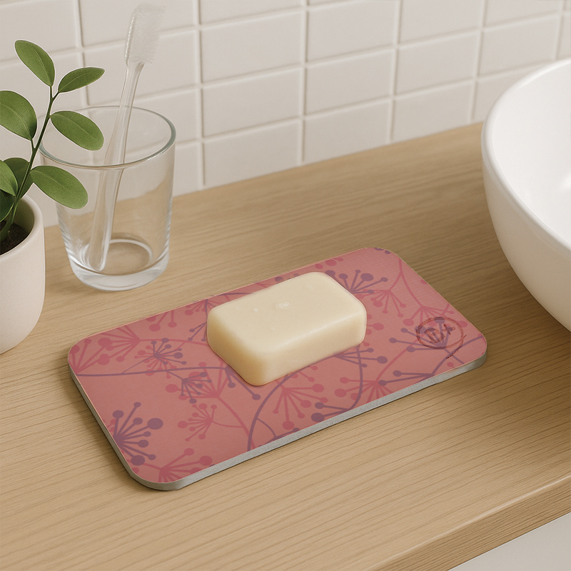 【Monster】 Soft Diatomaceous Earth Soap Dish Absorbent Mat (19x10cm) – Cloudy Sea Blossom, , large