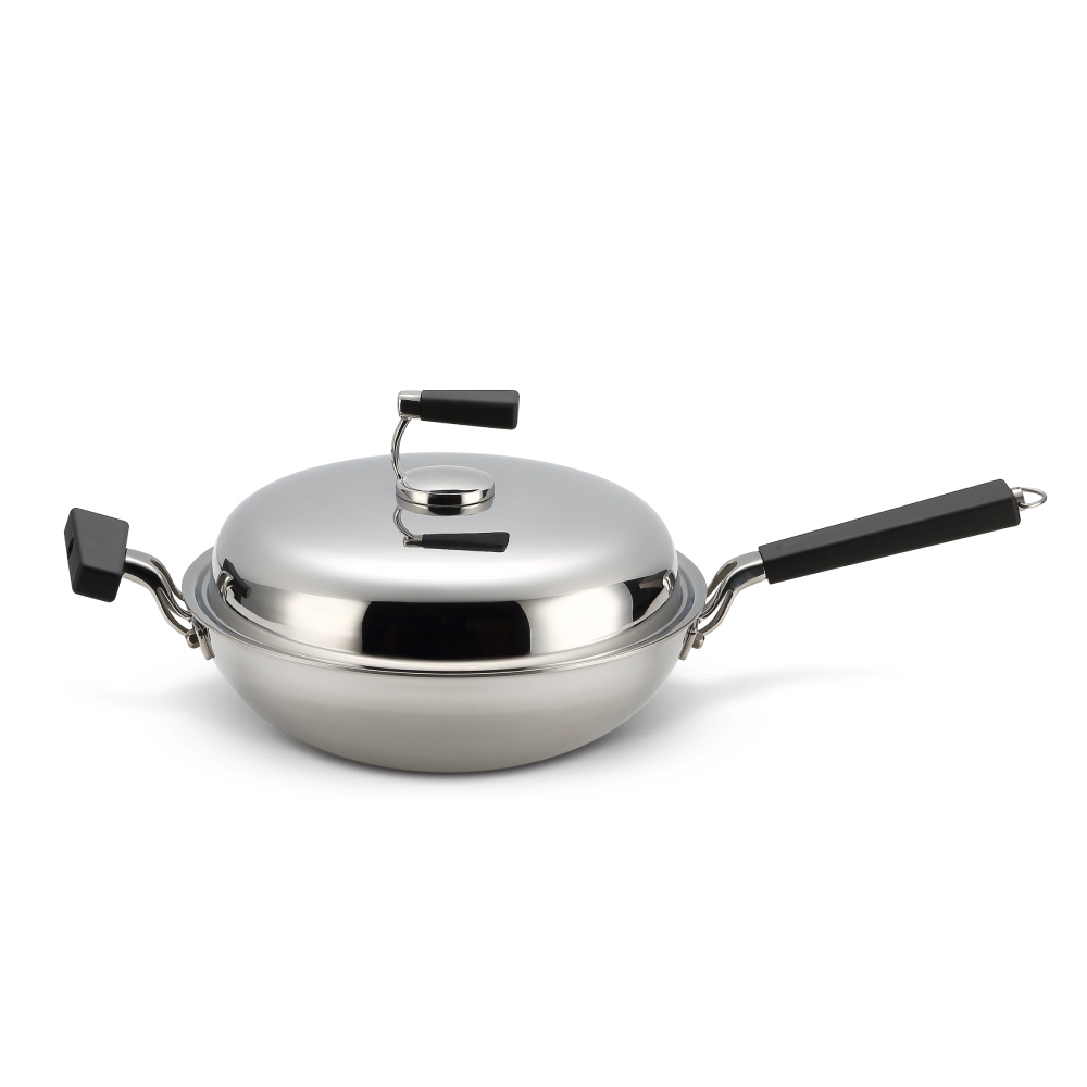 【美國Mother Goose鵝媽媽】二代99.94%高純鈦複合金 IH物理不沾單柄炒鍋, , large