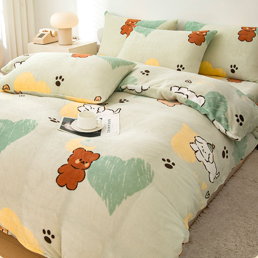 A-nice JOJO專櫃品牌 加厚款法蘭絨 床包兩用被毯四件組 柔軟細緻保暖 D - 卡加布列島, , large