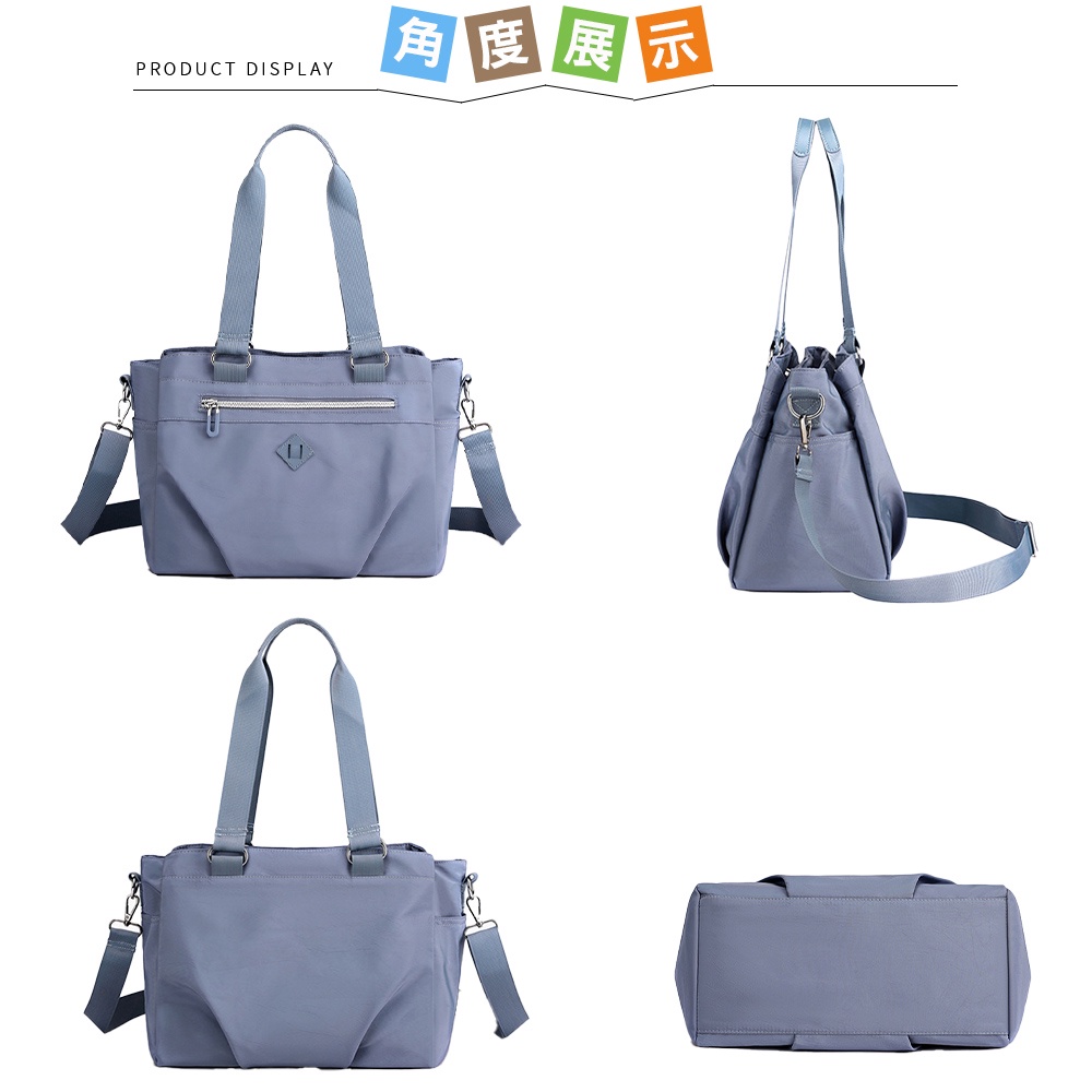 SPRING-學院風肩背斜背2用包防潑水耐磨耐刮三層大方包-多色, , large