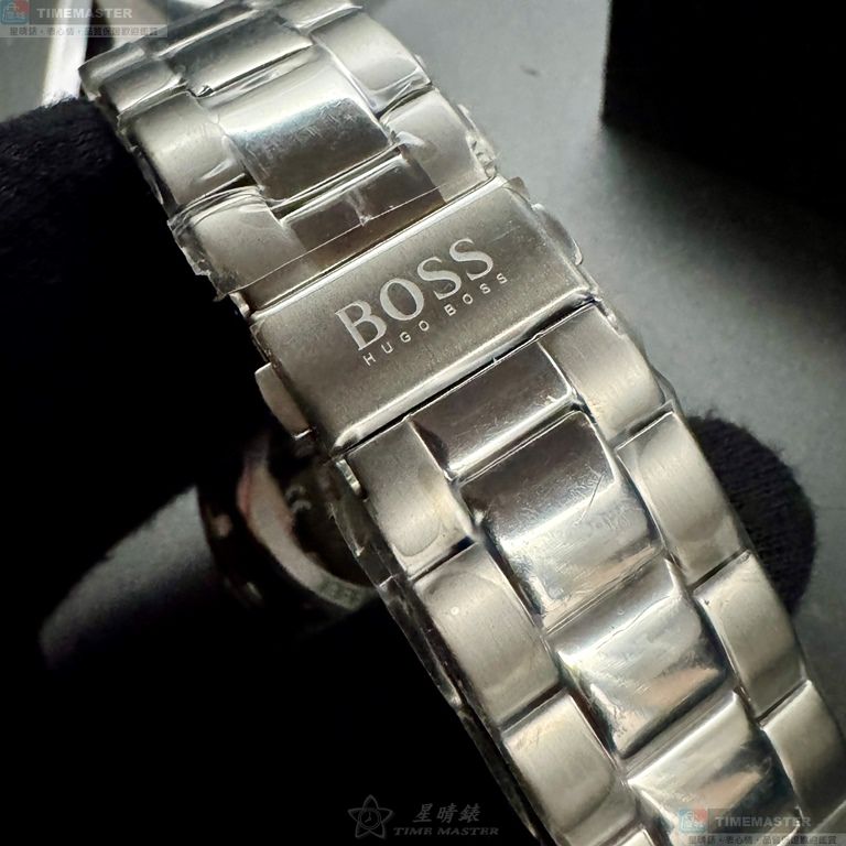 [星晴錶業]BOSS手錶,44mm,HB1513875白色錶面銀錶殼銀色精鋼錶帶款, , large
