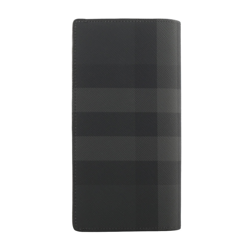 BURBERRY 經典格紋拉鍊零錢袋對開長夾/炭灰色, , large