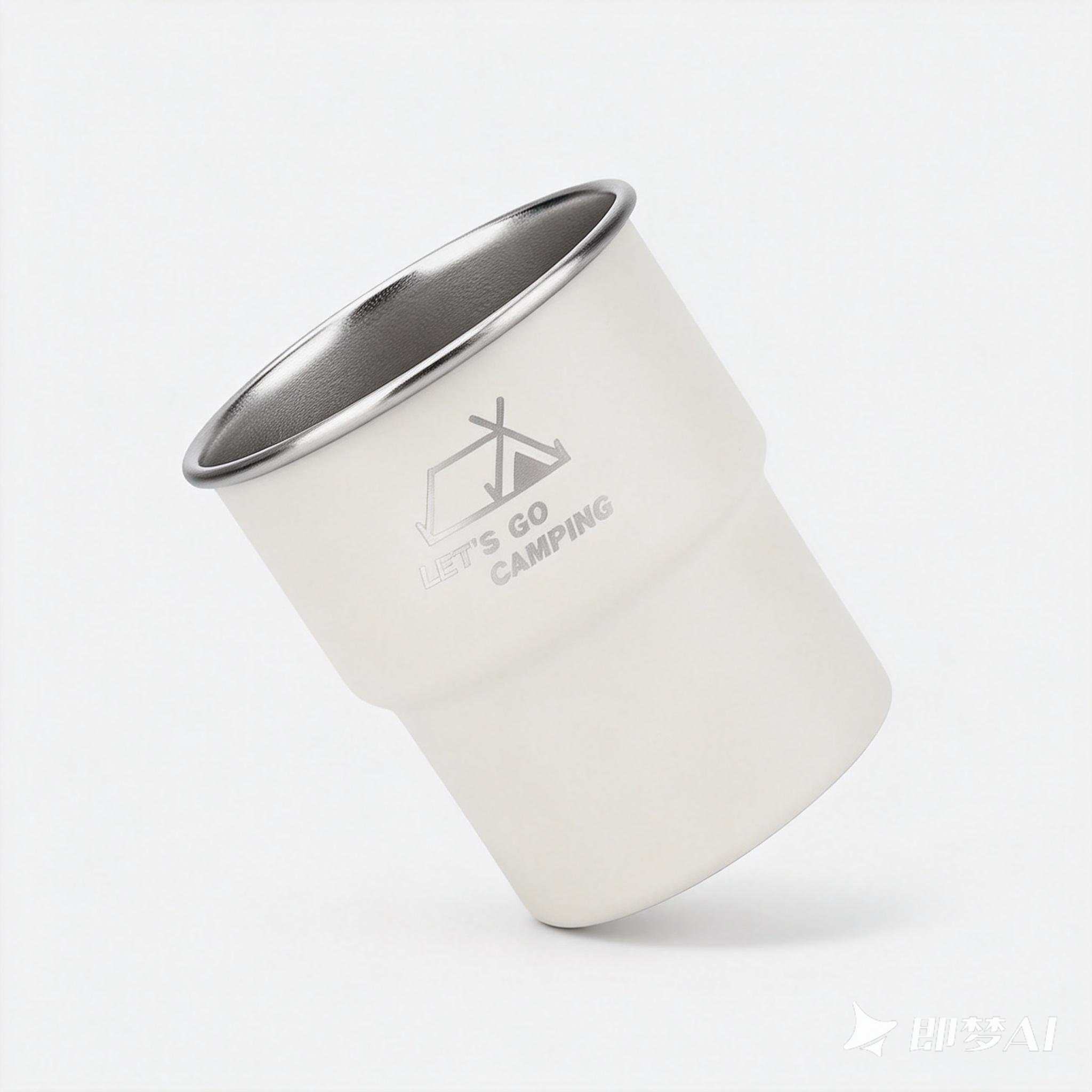 Lightweight stackable 304 stainless steel camping step cup, off-white, 1 piece (Outdoor step cup, camping stackable cup, lightweight drinking cup, camping portable cup), , large