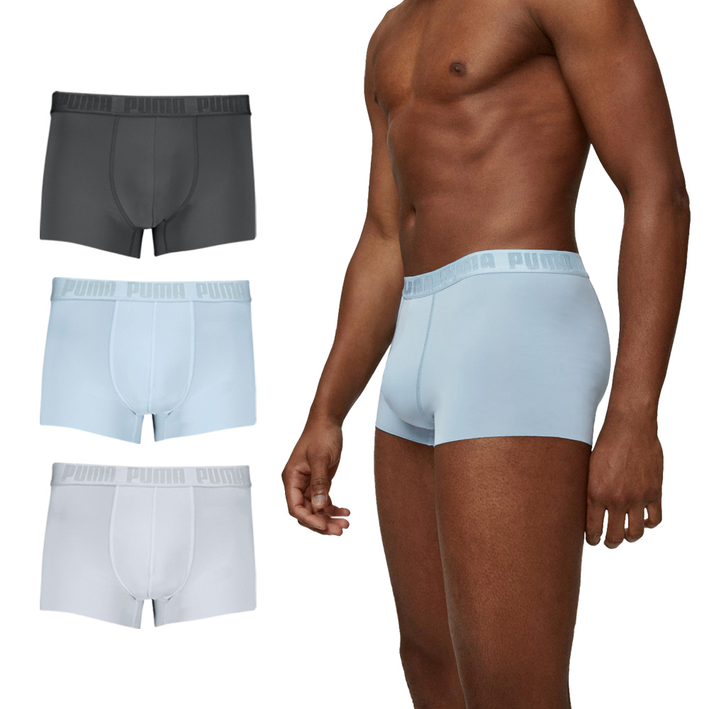 PUMA 涼感內褲 3件組 彪馬 跳豹 男內褲 冰絲內褲 平口內褲 涼感 彈力 貼身 透氣 抗菌 無痕 灰 淺灰 淺藍, , large