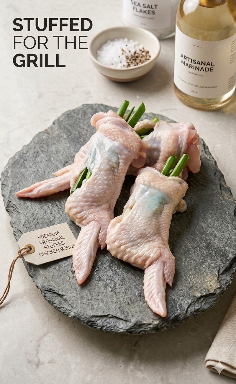 Chicken wings stuffed with scallions, , large