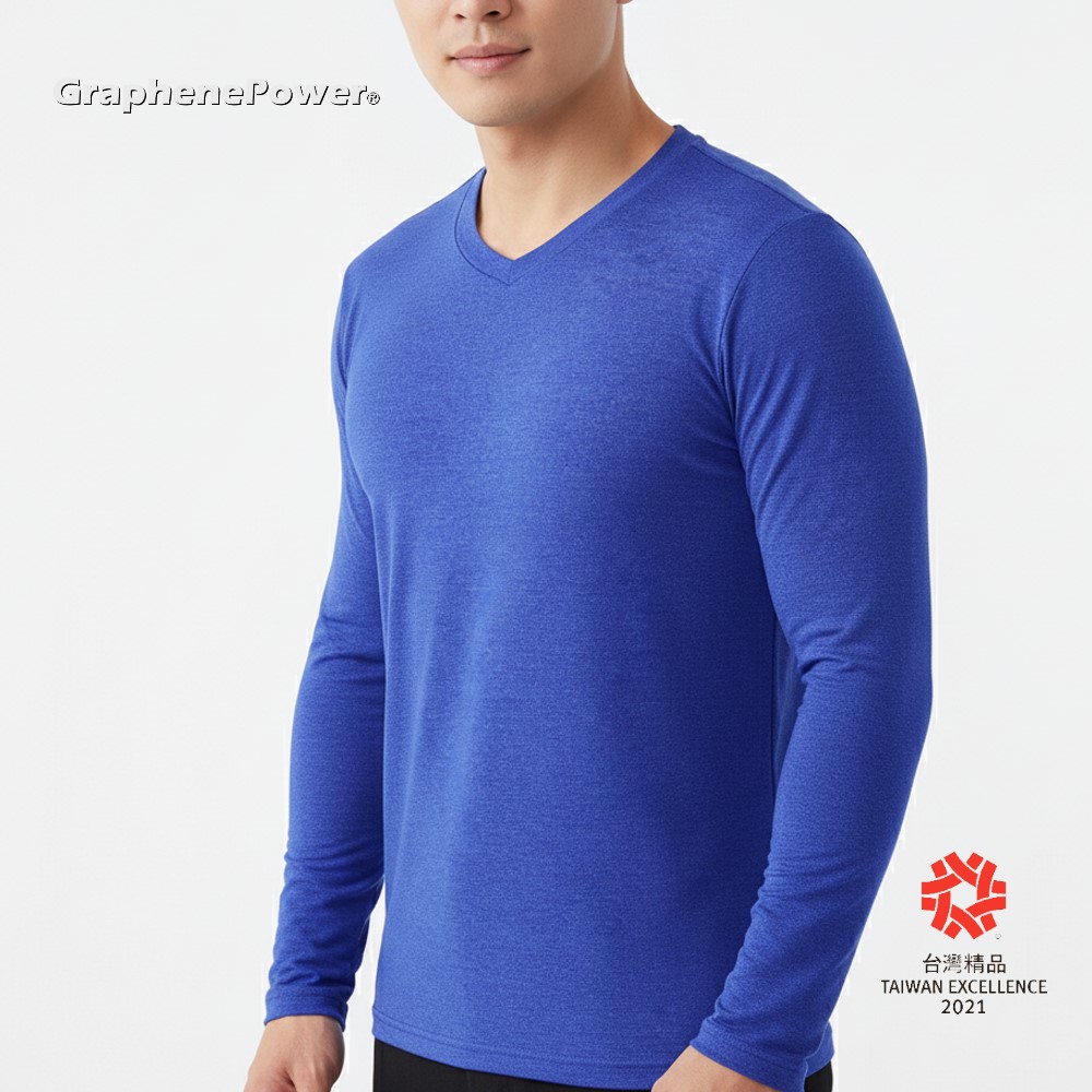 [GP石墨烯] 石墨烯溫控循環機能男長袖-藍色/XXL, , large