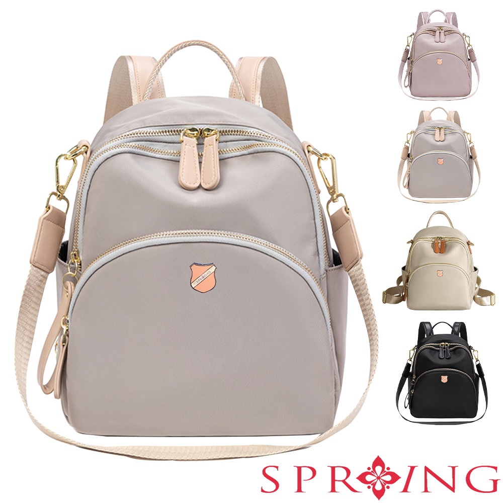 SPRING-簡約尼龍後背包休閒後背包3way小款後背包-多色
