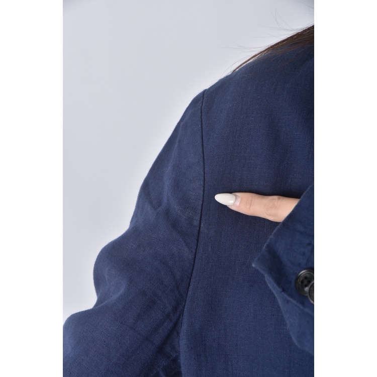 (L) 【陳喬恩私服】tommy hilfiger西裝中性寬鬆排扣藍色外套二手衣, , large