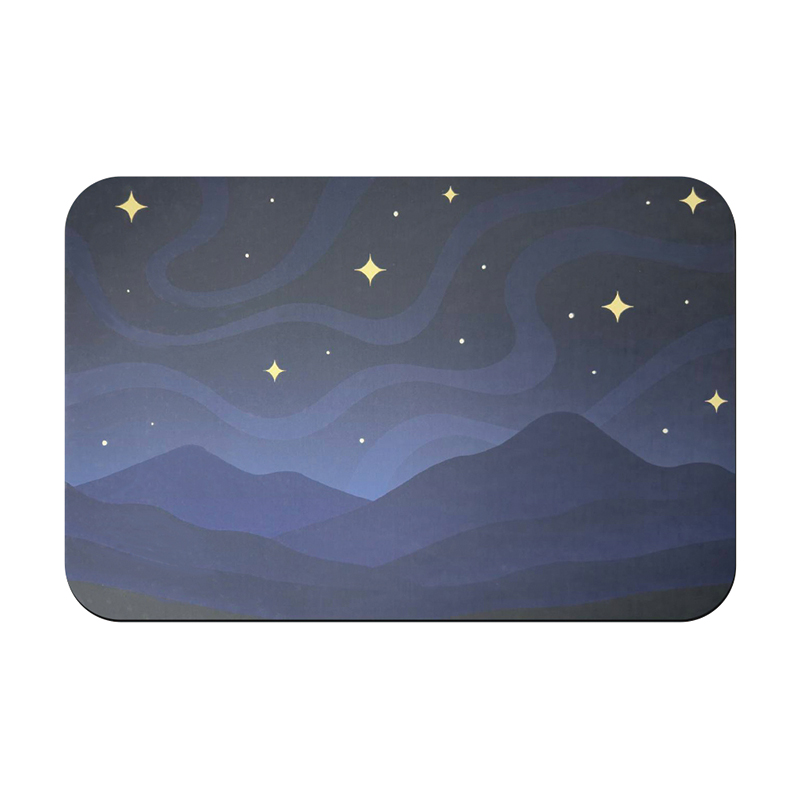 【Monster】 Soft Diatomaceous Earth Absorbent Mat – Minimalist Mountain Series (60x40cm) – Starry Silence, , large