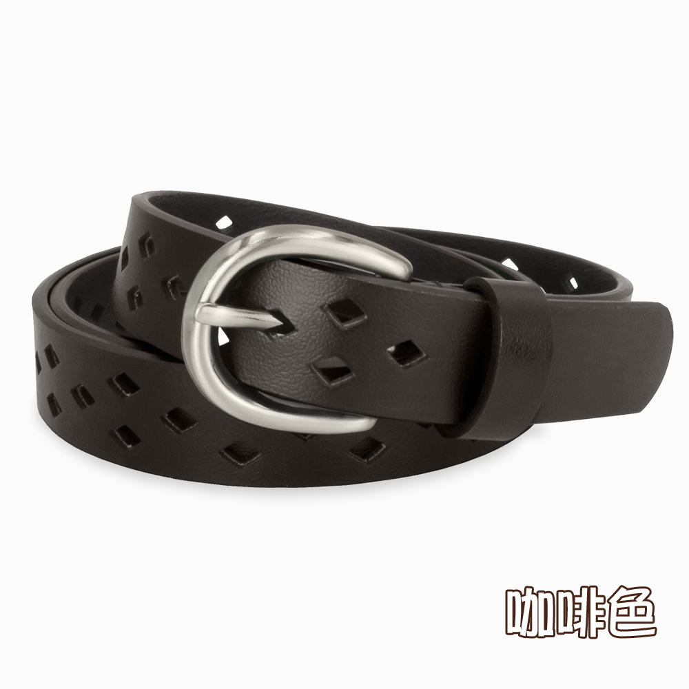 【CH-BELT 銓丞皮帶】細版女帶 菱形縷空 流行女生皮帶腰帶(黑/咖), , large