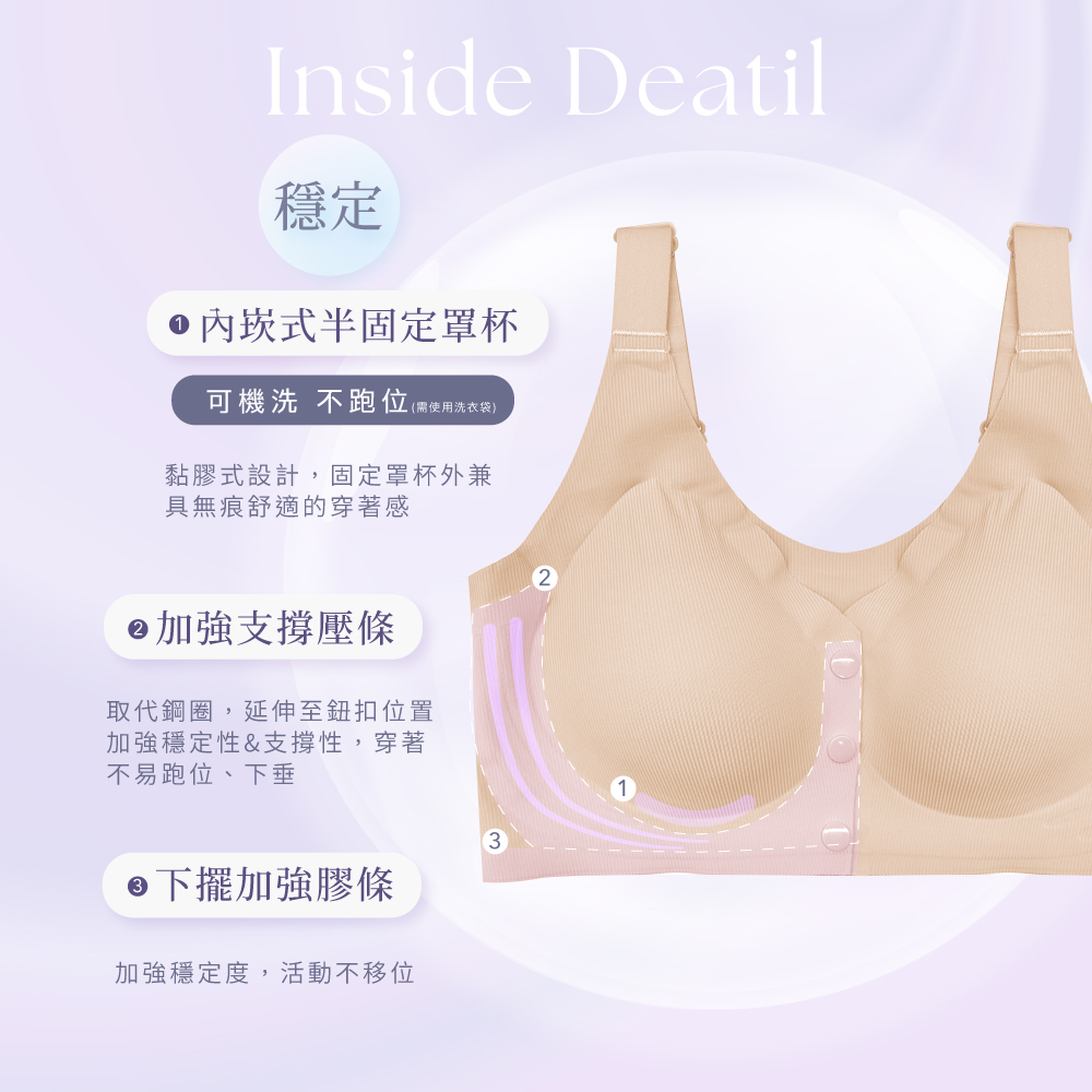 【伊柔 EVEROY】 裸肌無感無鋼圈前扣哺乳內衣 M-3XL(EQ)｜無痕包覆.加大尺碼 W031-11 裸感膚, , large