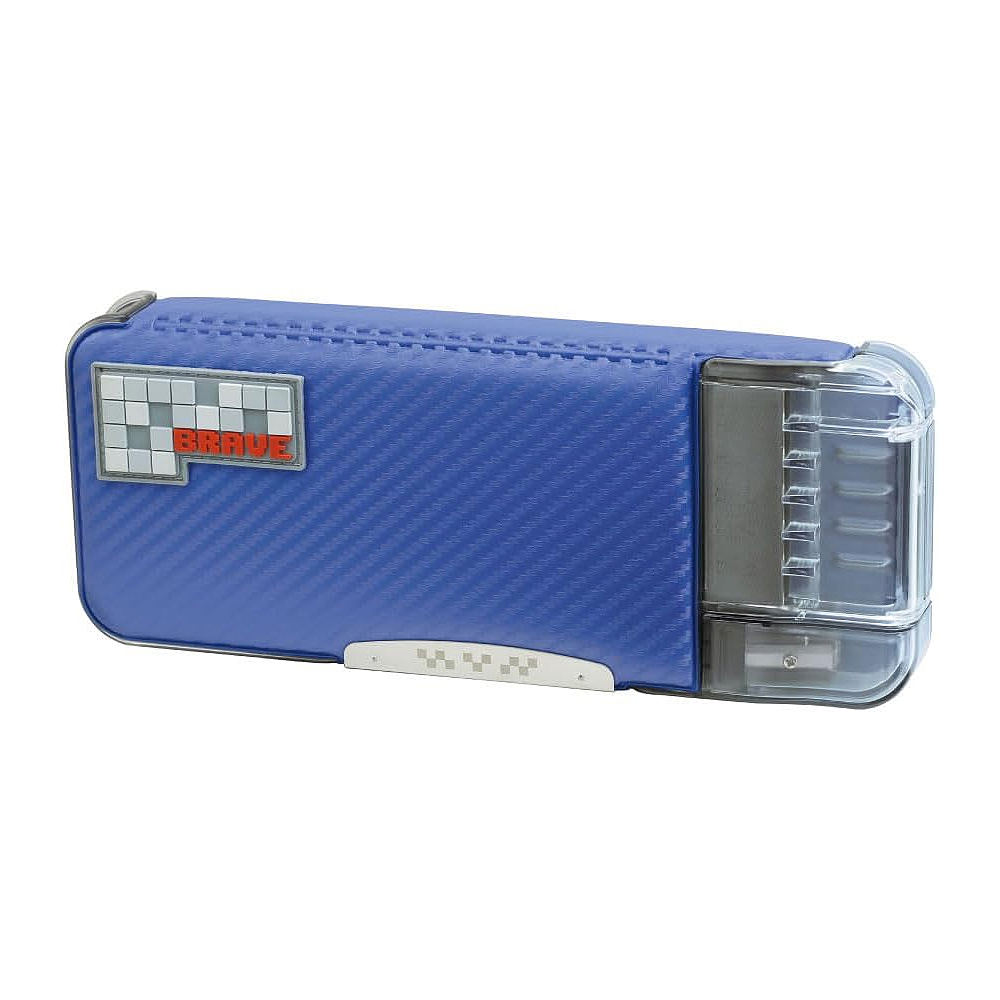 【龍品文創】日本SONIC FD-1012 騎士風透視耐用筆盒-K鋼鐵藍, , large