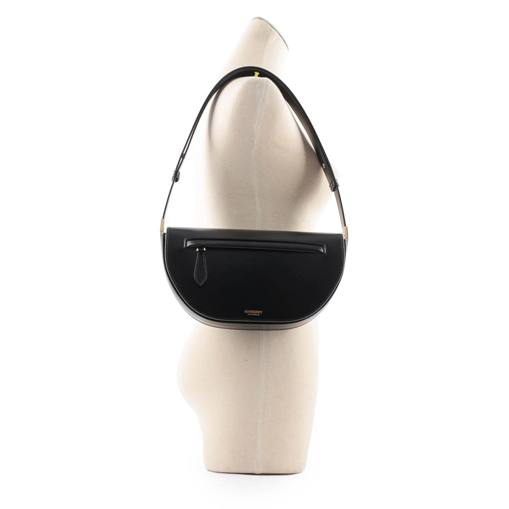 BURBERRY Olympia 小牛皮小型肩背包/黑色, , large