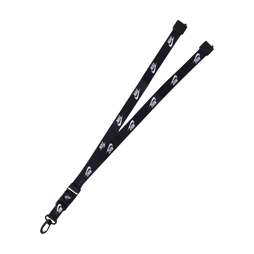 NIKE CLUB 標準掛繩 證件套繩 證件帶 手機掛繩 頸帶 頸掛繩 簡約 輕量 耐用 防撕裂 安全後扣 多功能 黑, , large