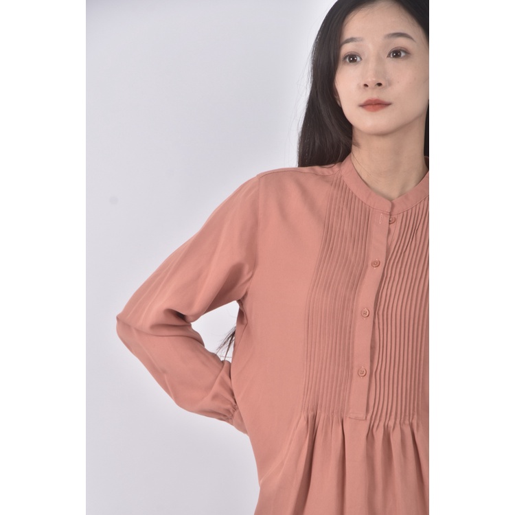 (S) uniqlo質感圓領橘色長袖上衣二手衣, , large