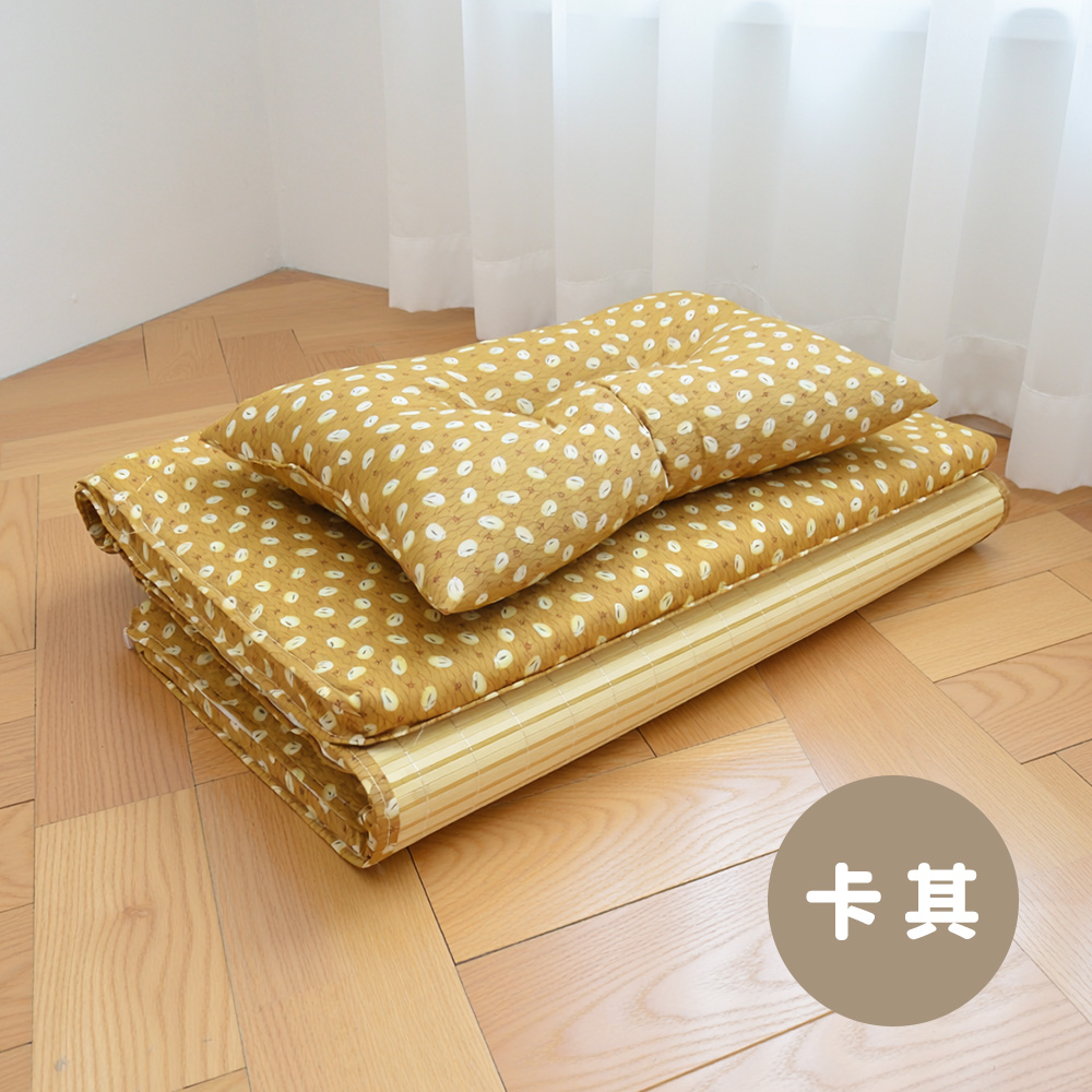[台客嚴選] 棉花兔竹面單人透氣床墊附枕-卡其兔 台灣製 學生床墊 單人床墊 外宿床墊 記憶枕, , large