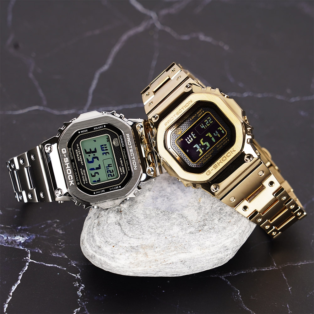 CASIO 卡西歐 G-SHOCK 全金屬太陽能電波手錶-銀 GMW-B5000D-1, , large