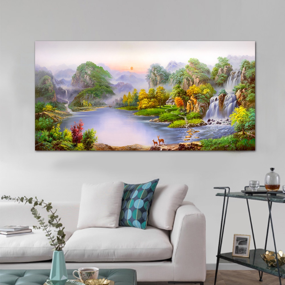 【御畫房】旭日東昇 國家一級畫師手繪油畫60×120cm(VF-117), , large