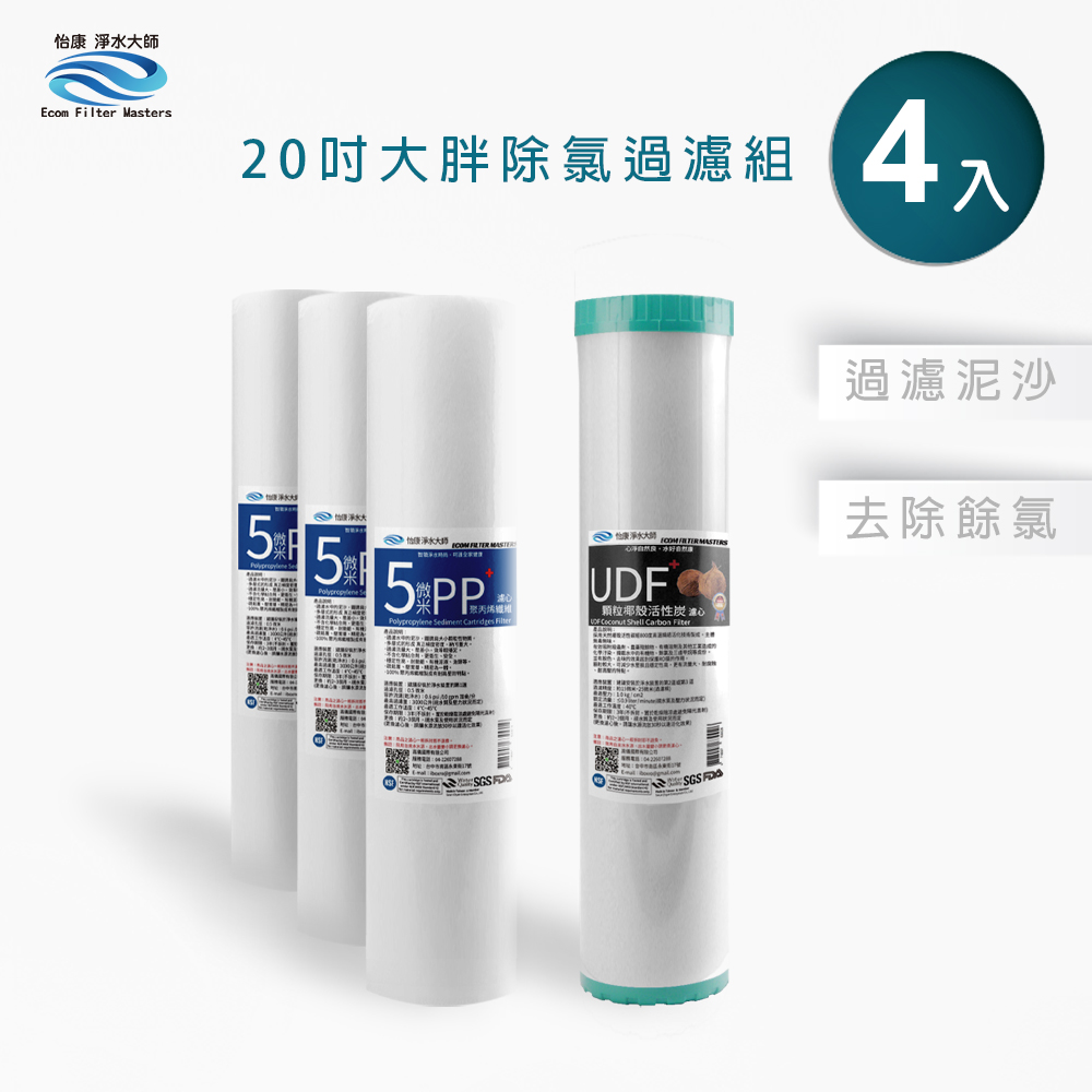 【怡康淨水】20吋大胖 二道式濾心組 除氯過濾型 全屋淨水《不含安裝》, , large
