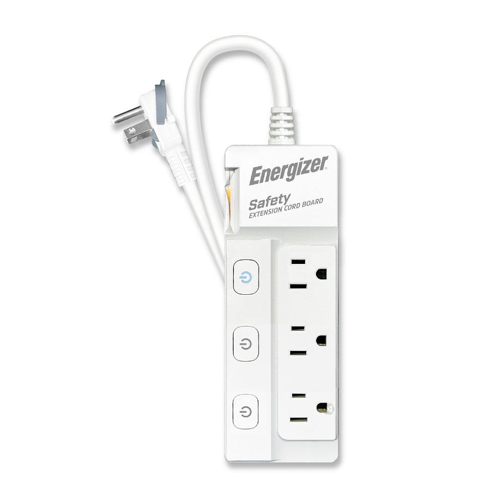 ENERGIZER Push-to-Tube Extension Cord, 4-hole, 3-hole, 3-socket, 1.8m, EPB-433L6, , large