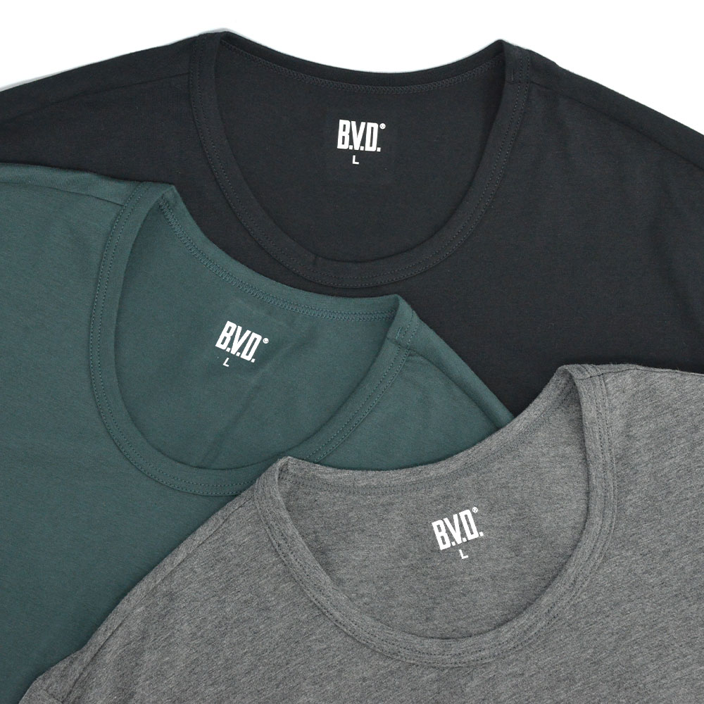 BVD彈力綿圓領長袖衫, , large