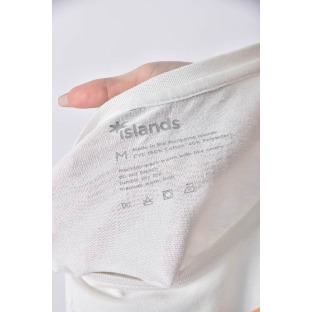 (M) islands棉質印花白色短袖上衣二手衣, , large