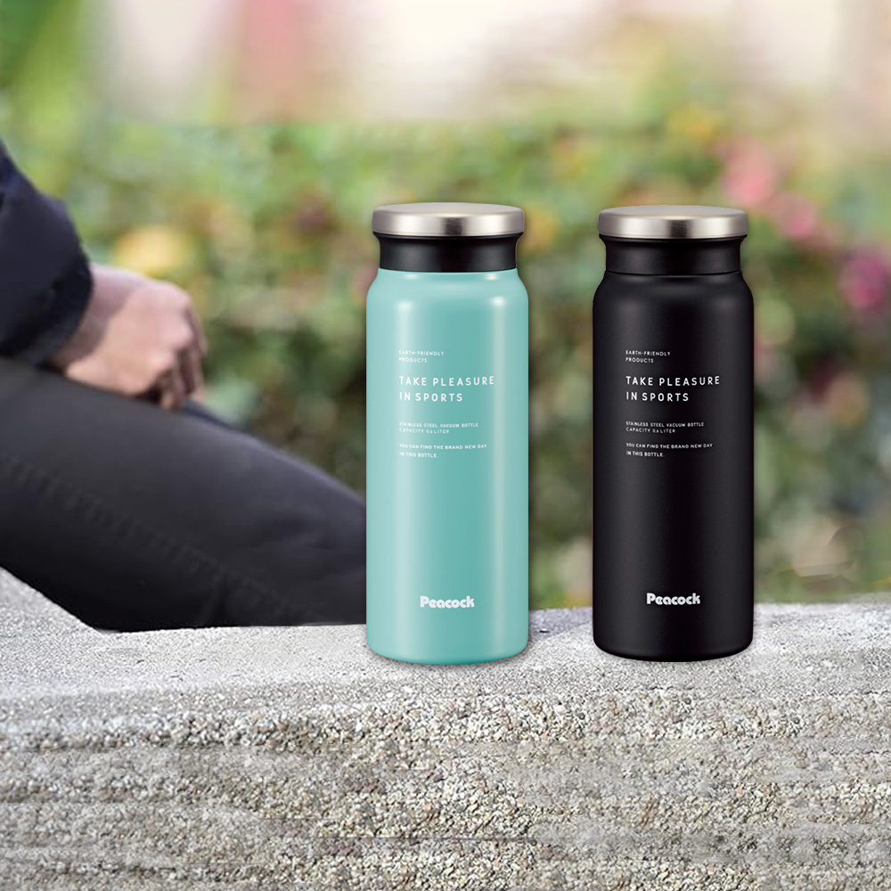 【日本孔雀Peacock】商務休閒不鏽鋼保冷保溫杯600ML(防燙杯口設計)-煙燻藍, 煙燻藍, large