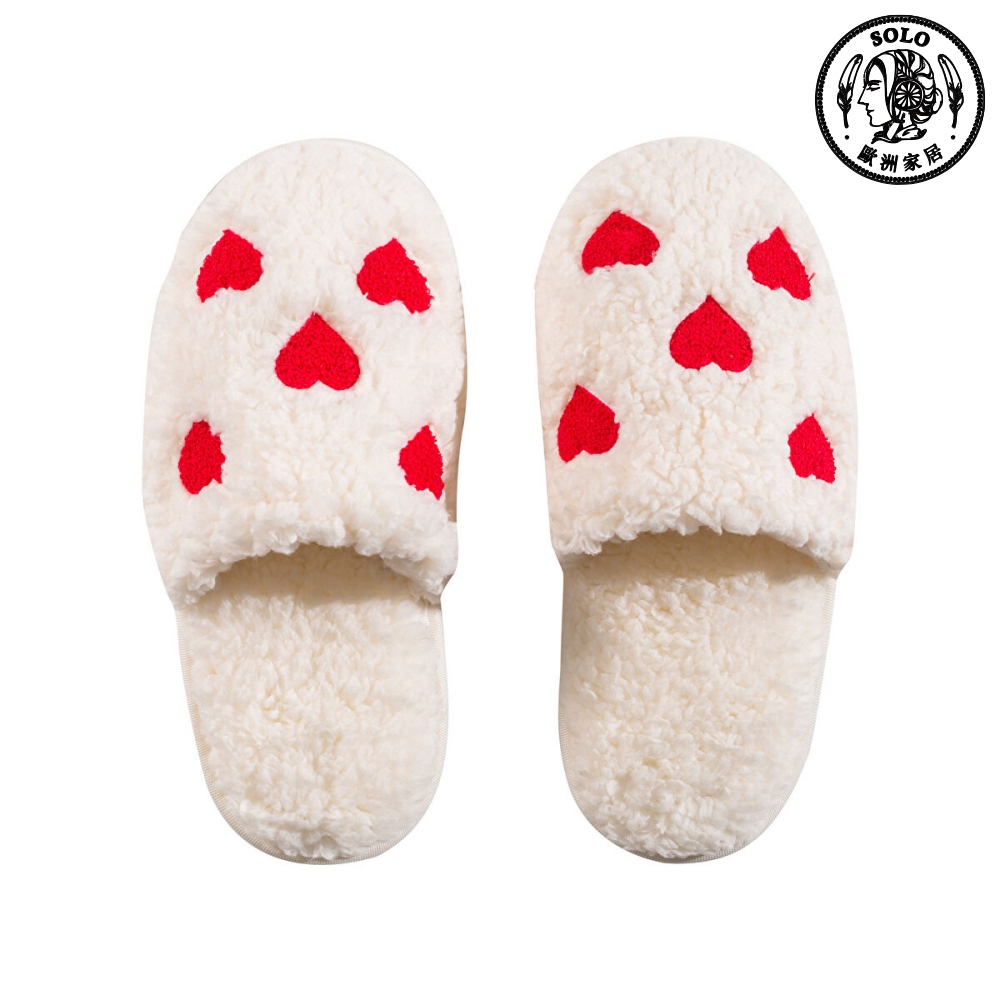 【SOLO Vintage】LCW Home Hearts Indoor Plush Slippers Made in Turkey 38-39, , large